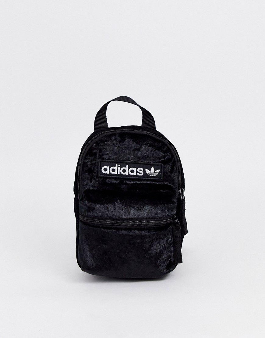 adidas Originals velvet mini backpack in black