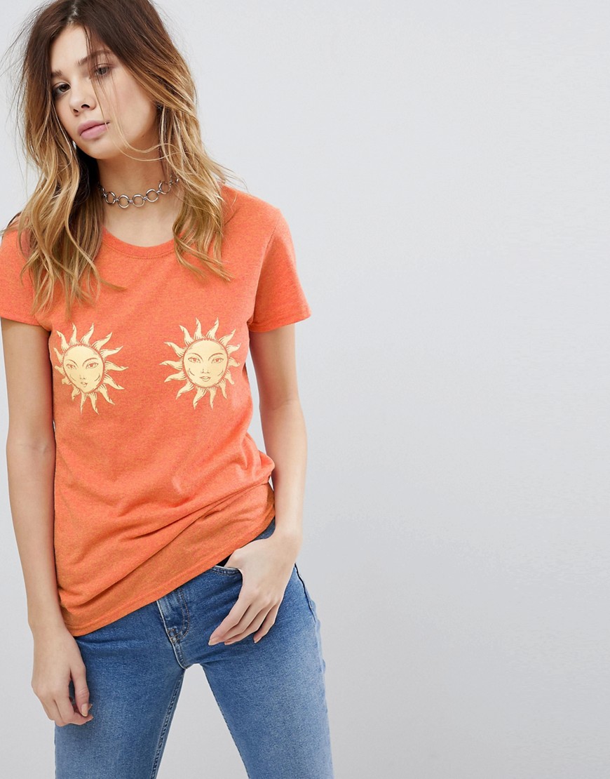 Rokoko 70s T-Shirt With Sun Prints - Burnt orange