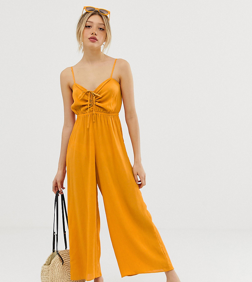ASOS DESIGN Petite cami jumpsuit with gathered bodice detail