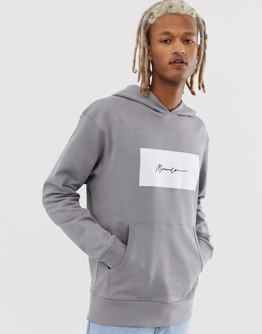 Mennace hoodie with signature box logo in grey