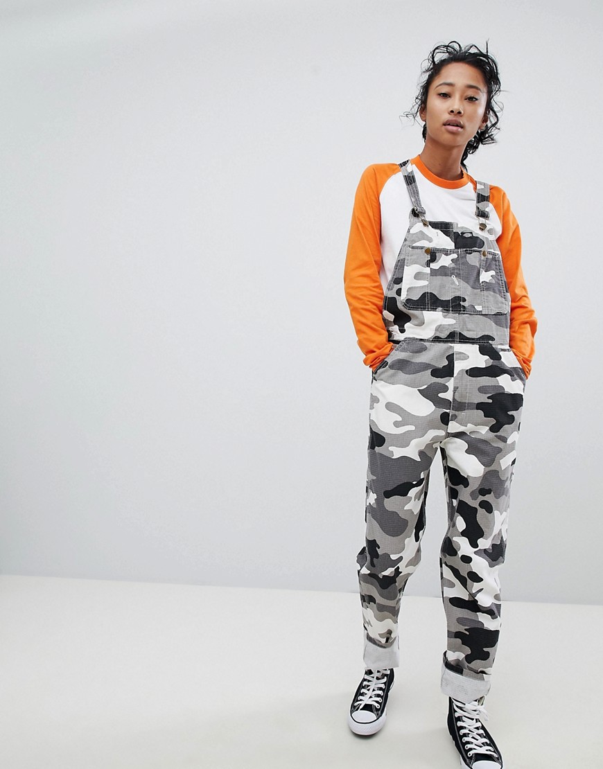 Dickies Dungarees In All Over Camo Print