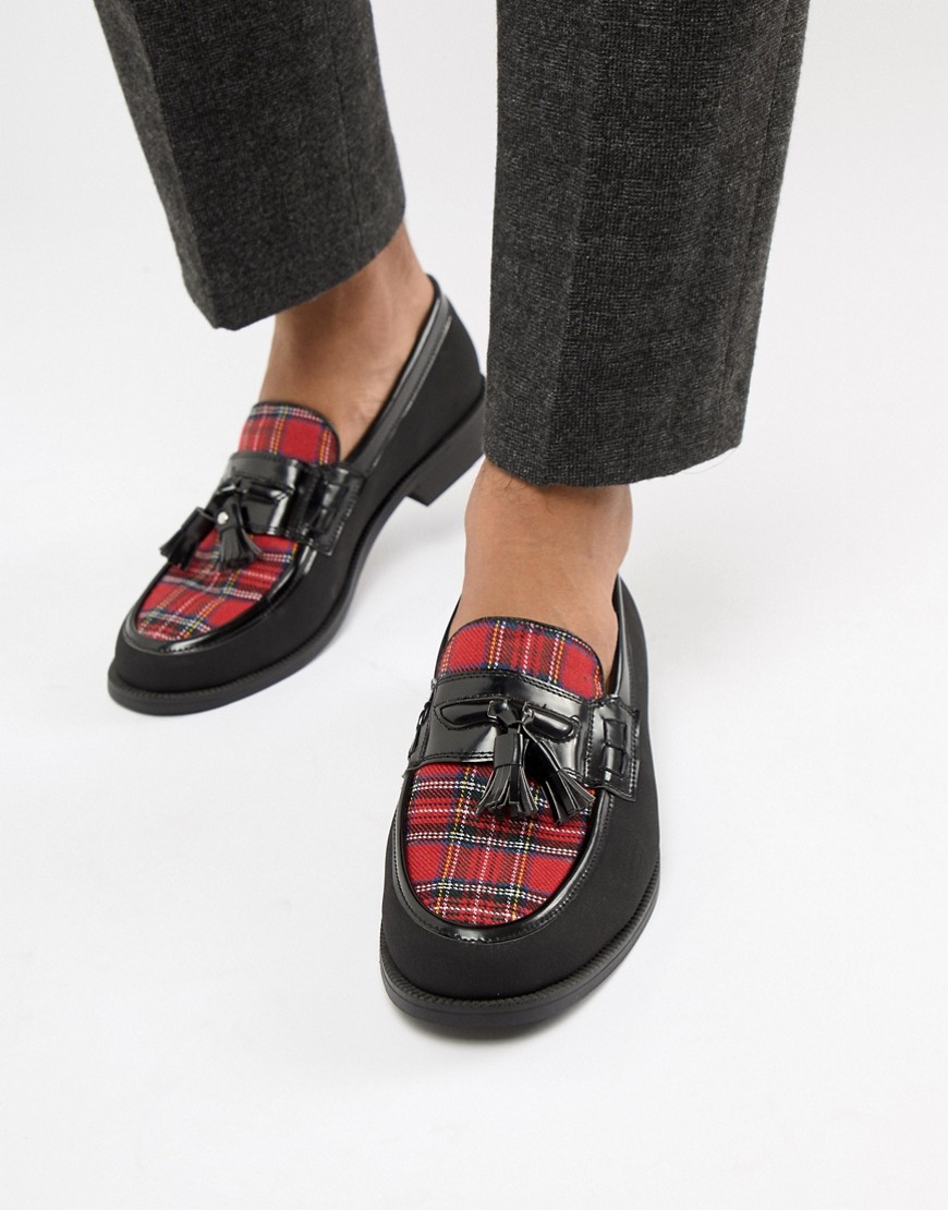 Truffle Collection Tartan Loafer in Black & Red