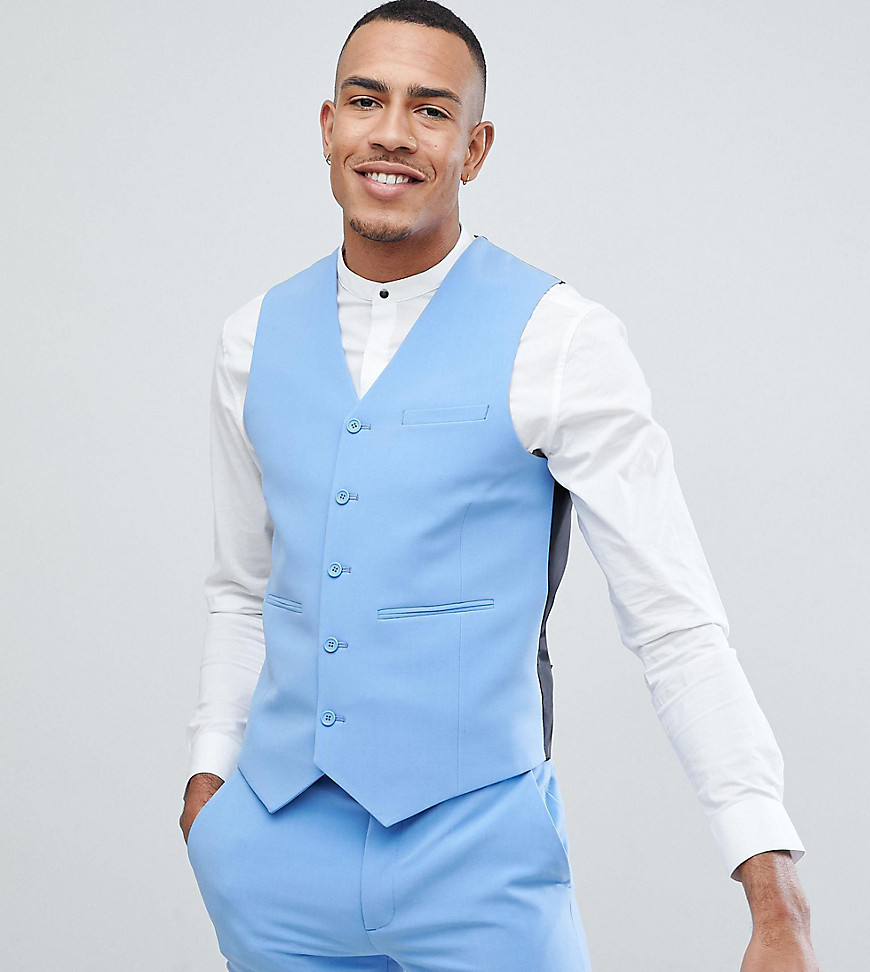 ASOS DESIGN Tall super skinny suit waistcoat in provonce blue