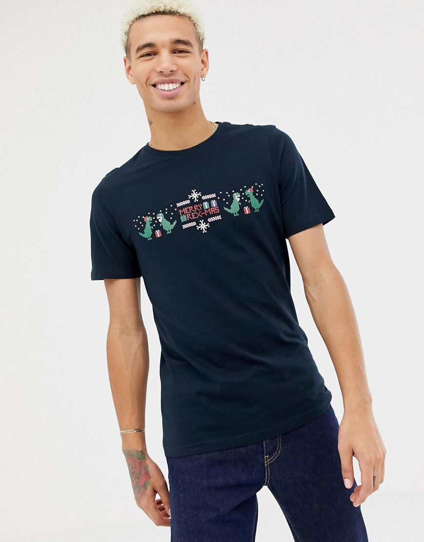 Only & Sons christmas t-shirt with dinosaur graphic