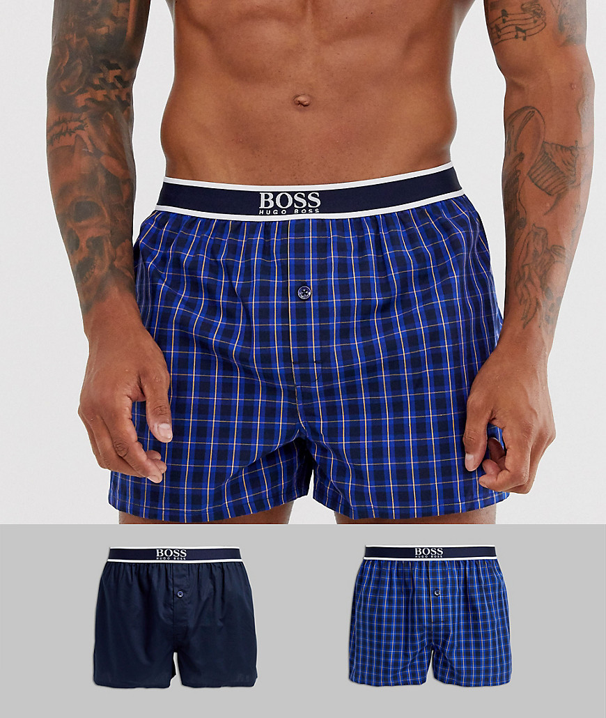 BOSS 2 pack check woven boxers