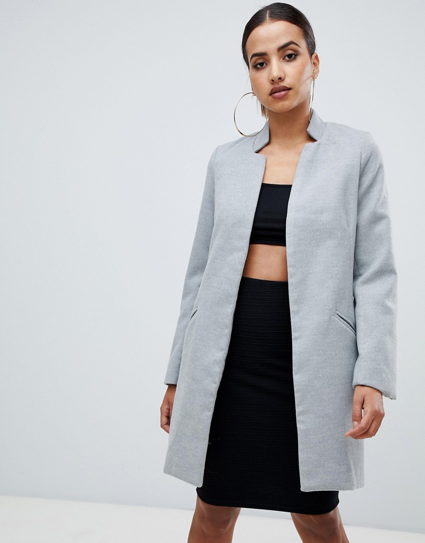 Missguided longline coat in grey