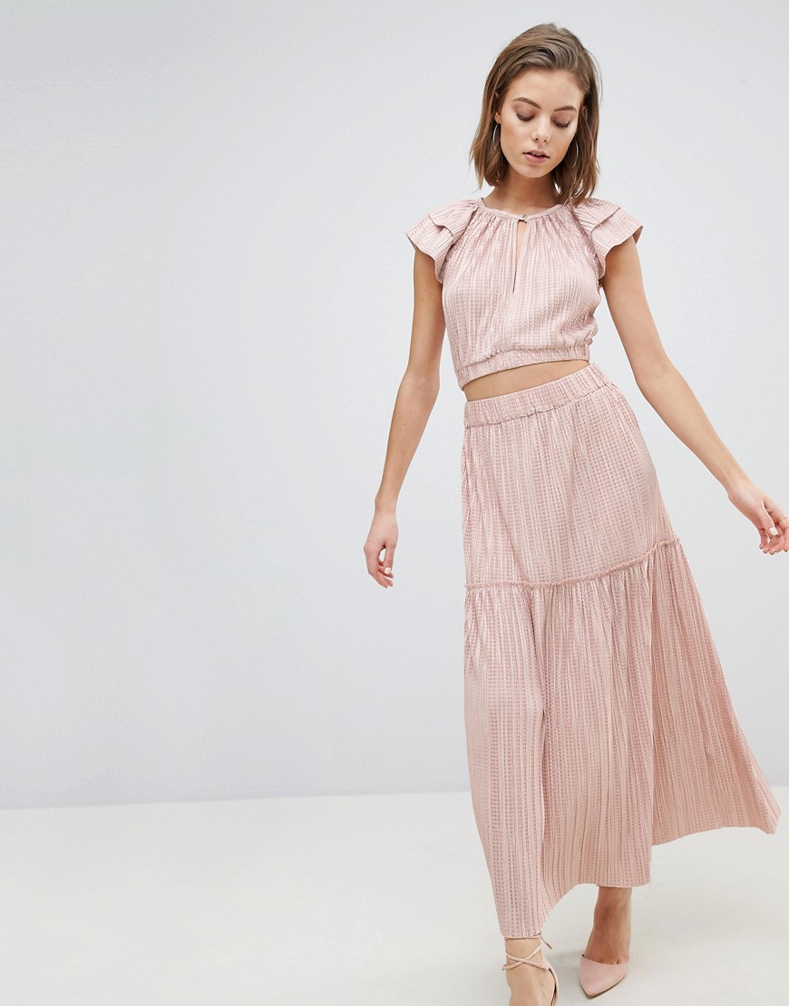 Sabina Musayev Metallic Crinkle Skirt - Blush