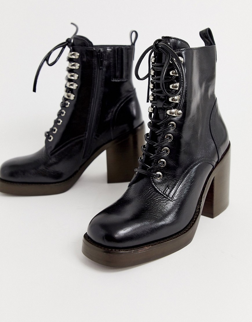 Jeffrey Campbell Dotti leather lace up heel boot
