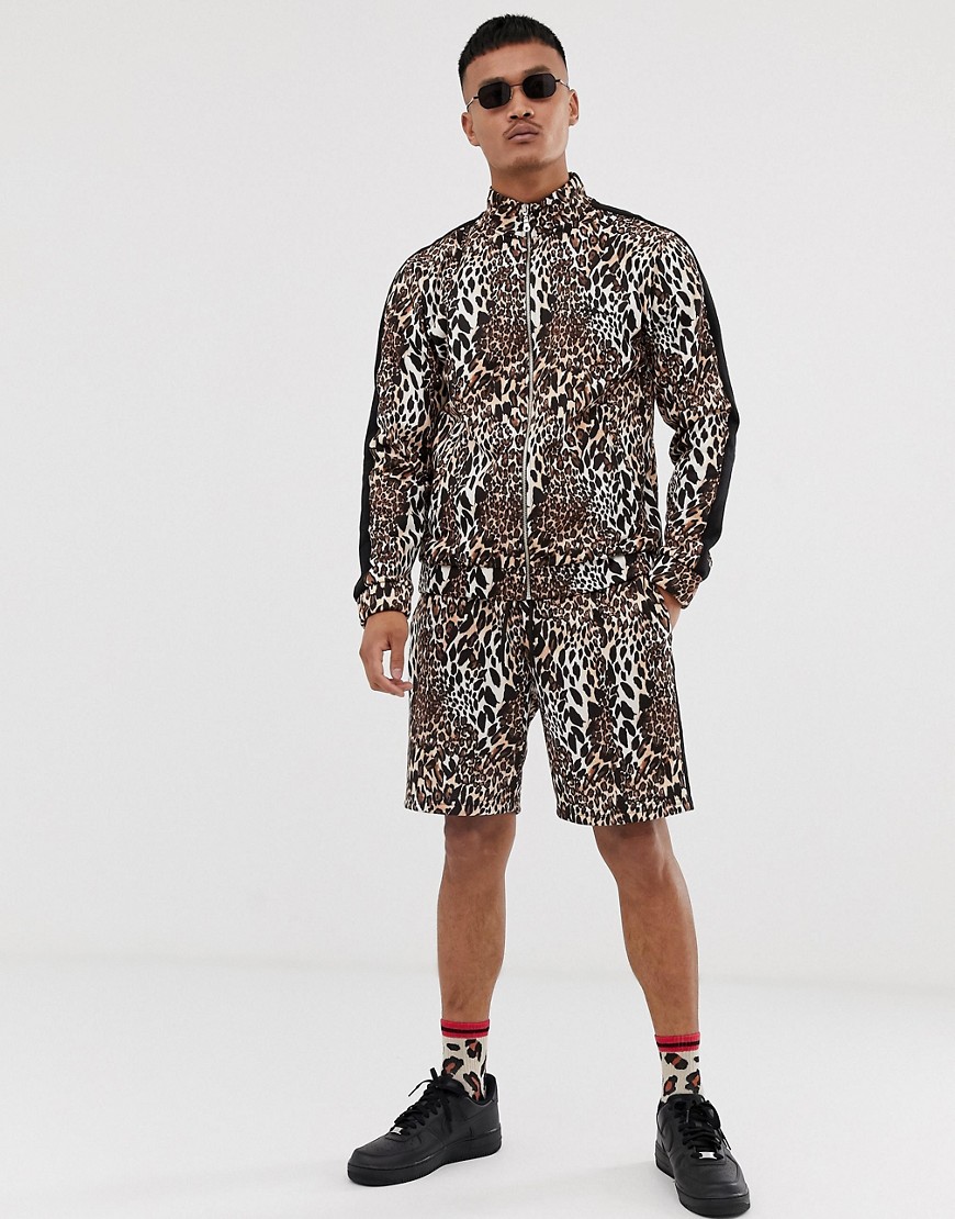 boohooMAN tracksuit in leopard print