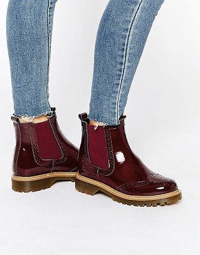 Bronx Bordeau Leather Patent Chelsea Boots