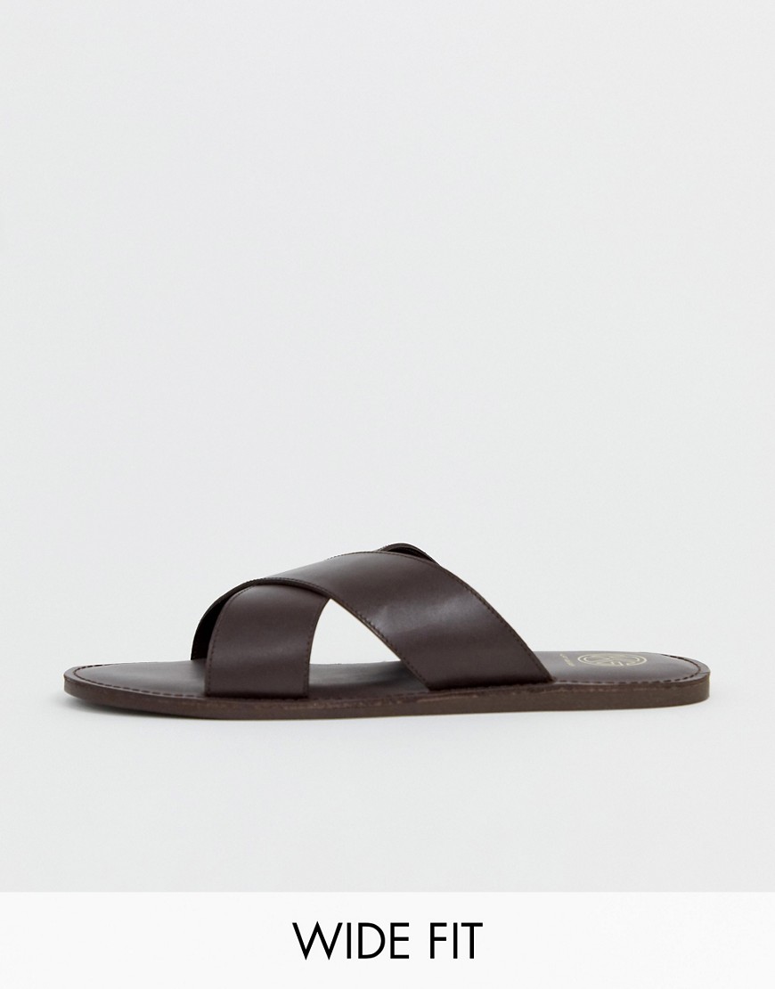KG by Kurt Geiger wide fit cross strap sandal in tan leather