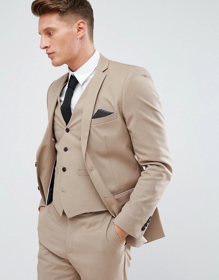 French Connection Skinny Wedding Suit Jacket - Camel