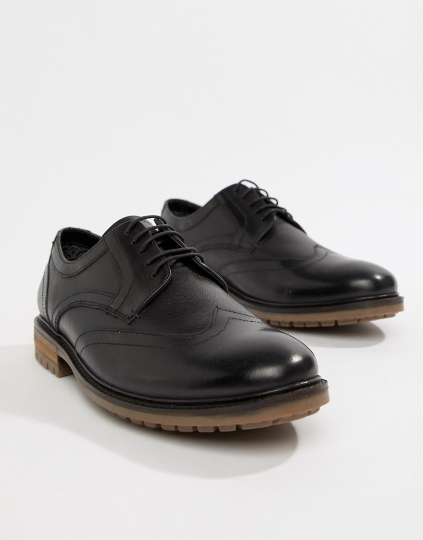 Silver Street Brogue Lace Up Shoe in Black