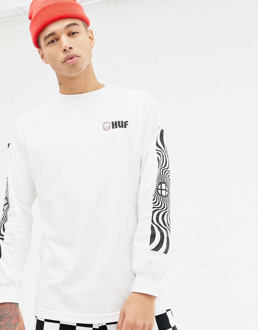 HUF x Spitfire Long Sleeve T-Shirt With Sleeve Print In White