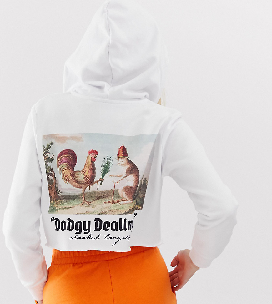Crooked Tongues oversized cropped sweat with branding & back photo print