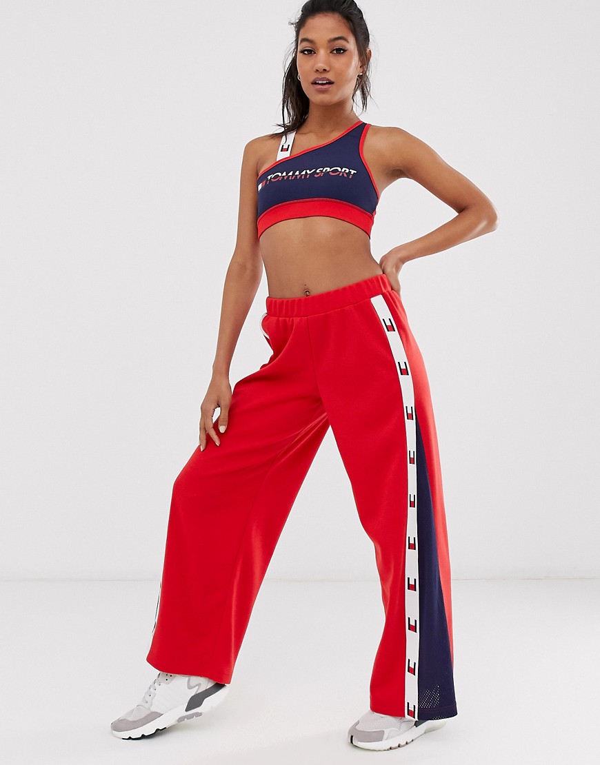 Tommy Hilfiger Sport flag tape wide leg trackpant in red