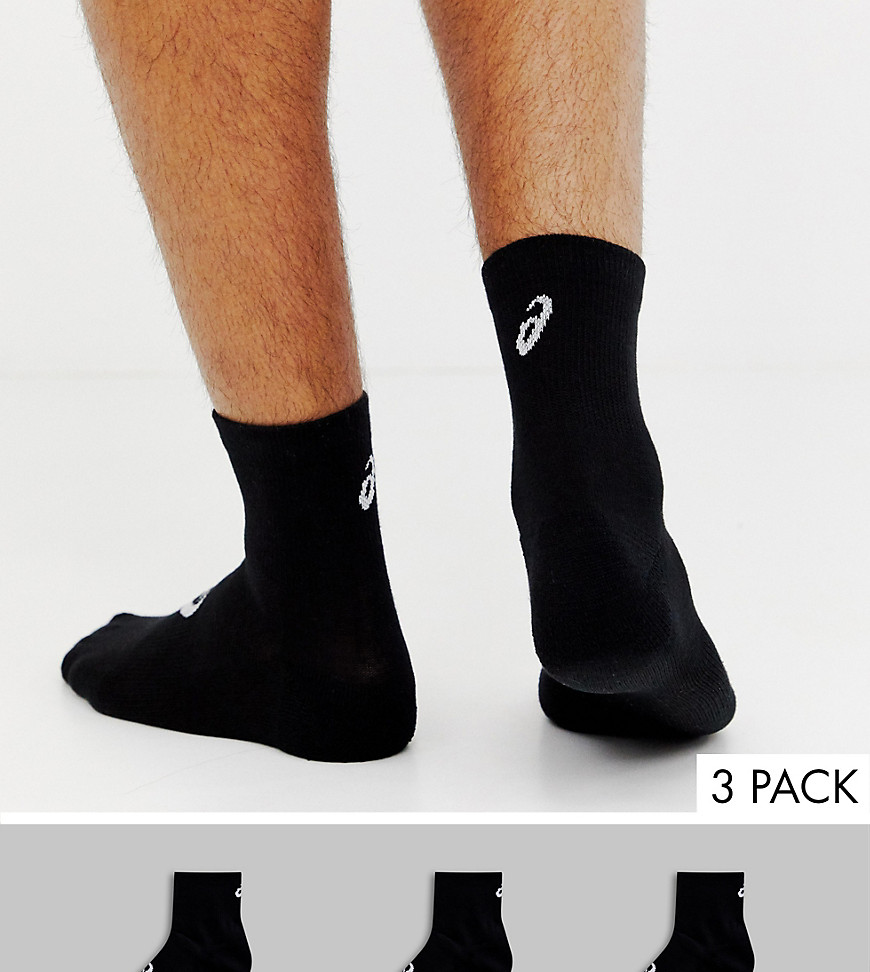 Asics three pack quarter socks in black - Black