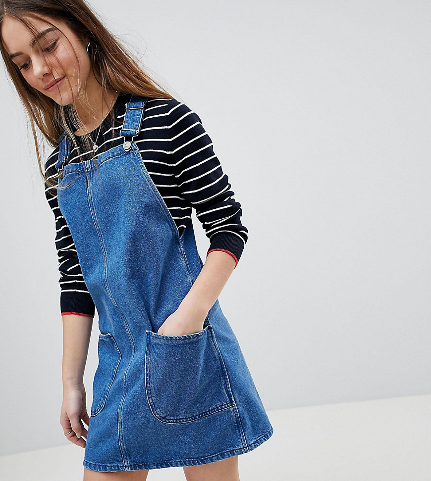New Look Petite pinafore dress in blue