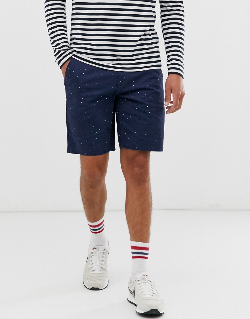 Only & Sons printed chino shorts in navy