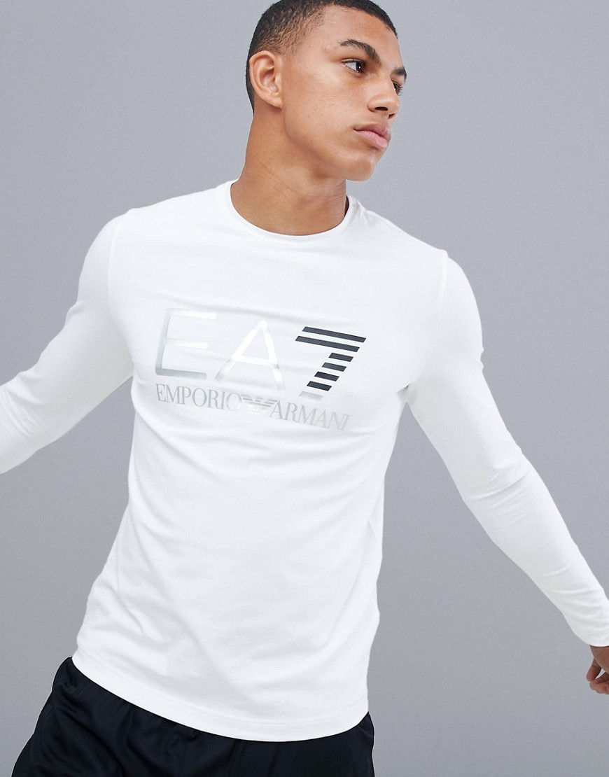 EA7 Train Logo Series long sleeve t-shirt in white - White
