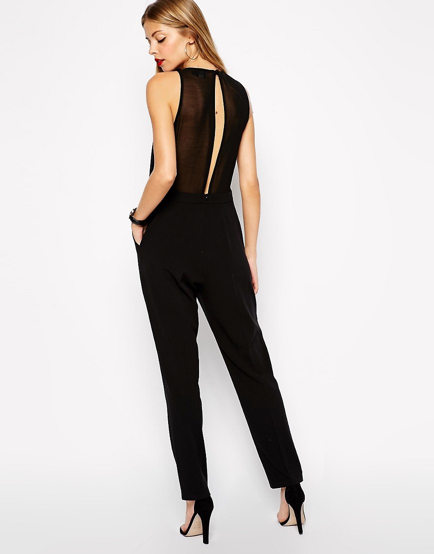 ASOS | ASOS Chic Racer Jumpsuit with Sheer Back at ASOS