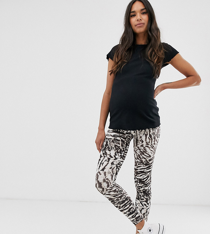 ASOS DESIGN Maternity over the bump legging in grey tiger print