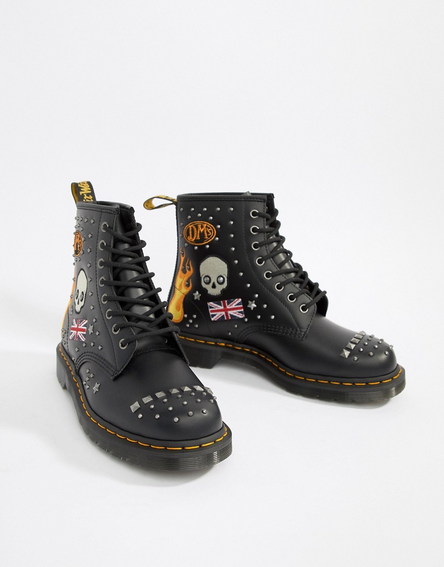 Dr Martens 1460 8-eye stud boots in black