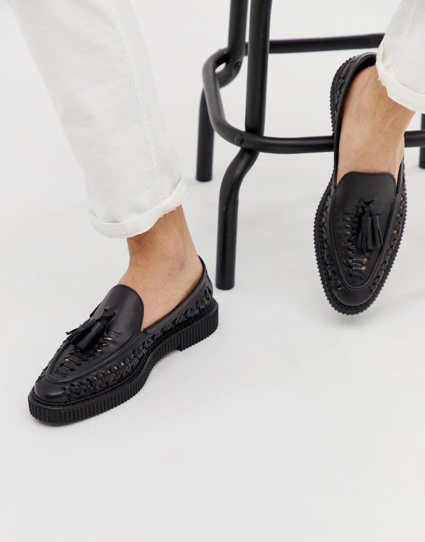 House of Hounds Orion woven loafers in black leather