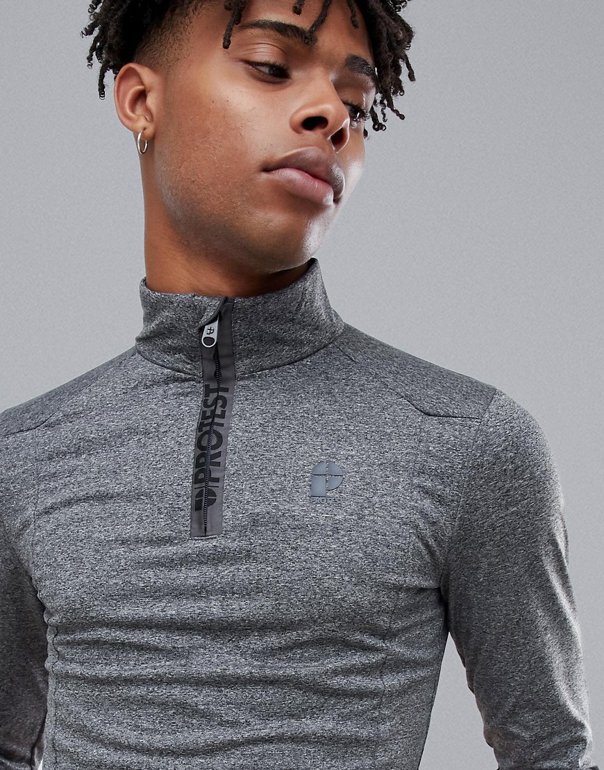 Protest Willowy 1/4 Zip Top in Grey