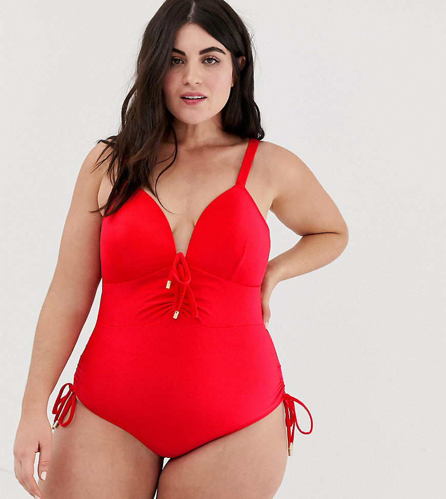 Lost Ink plus size ruched detail swimsuit