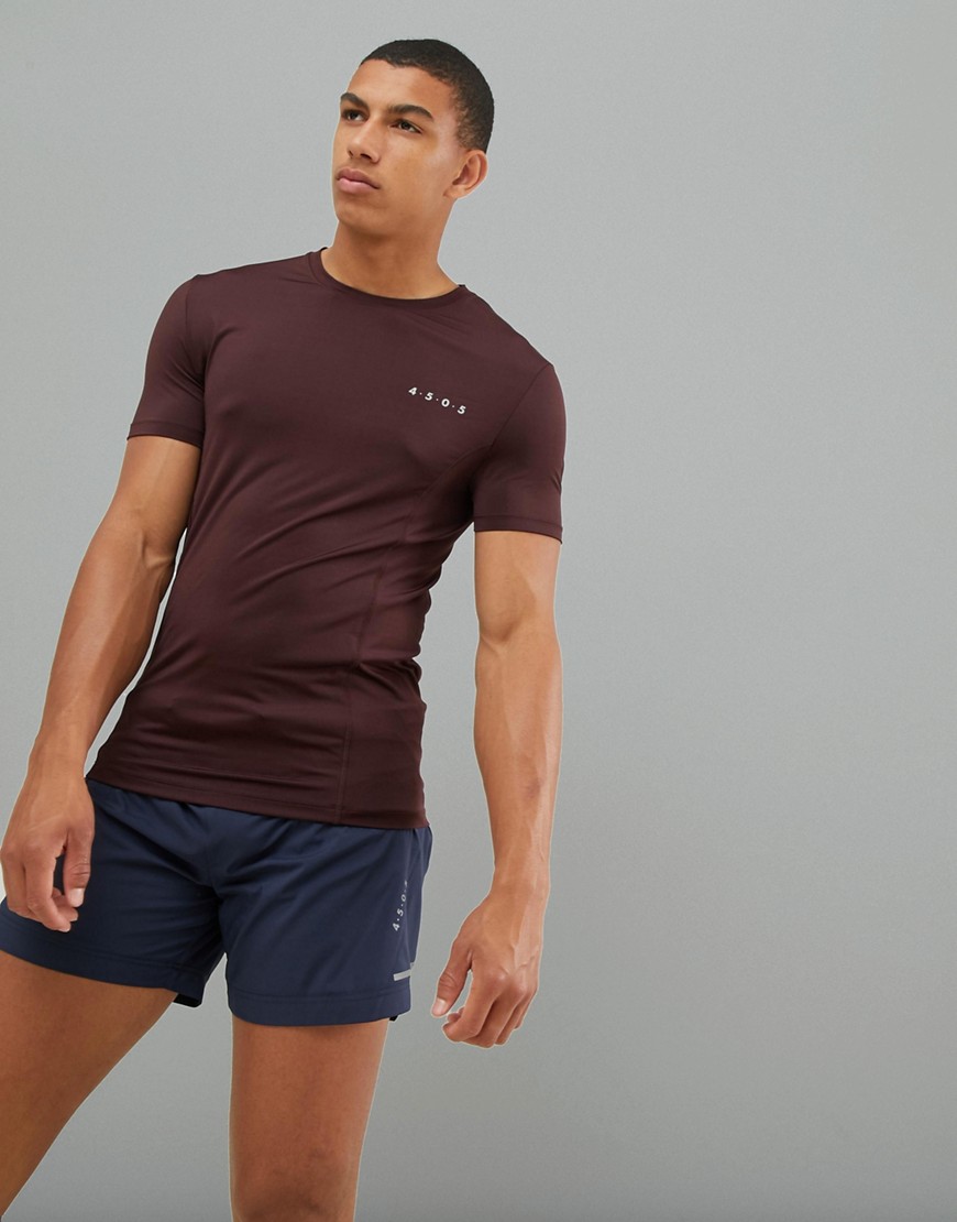 ASOS 4505 muscle t-shirt with quick dry in burgundy