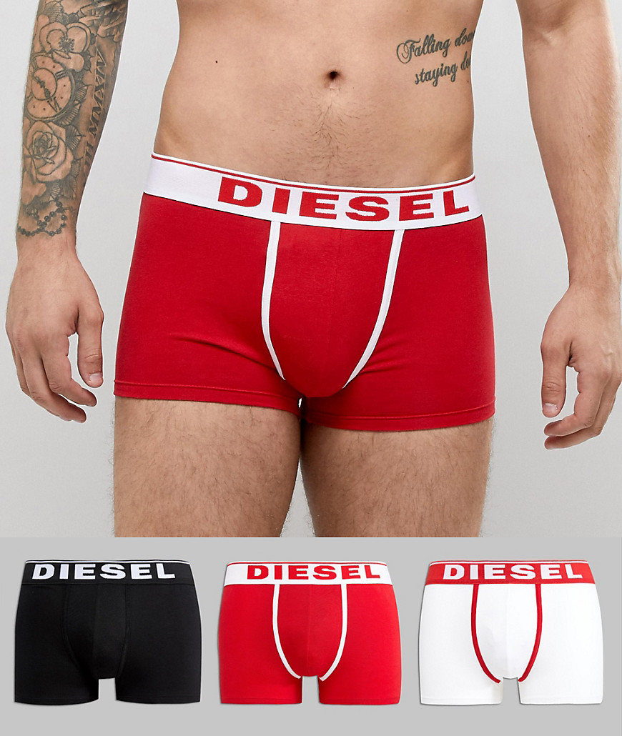 Diesel contrast logo trunks 3 pack red detail - E4119