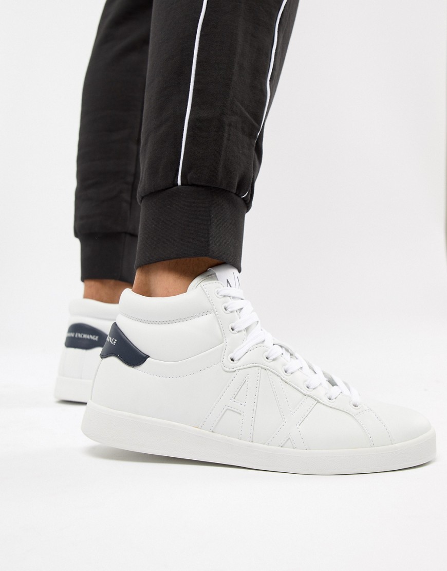 Armani Exchange high top trainer in white