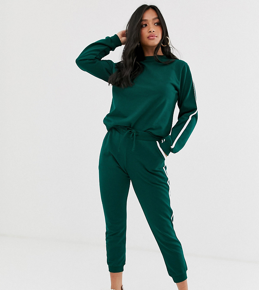 ASOS DESIGN Petite tracksuit sweat / basic jogger with tie with contrast binding