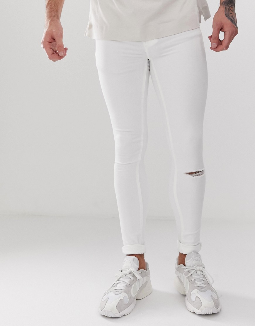 Blend flurry extreme skinny fit jeans with knee rip in white