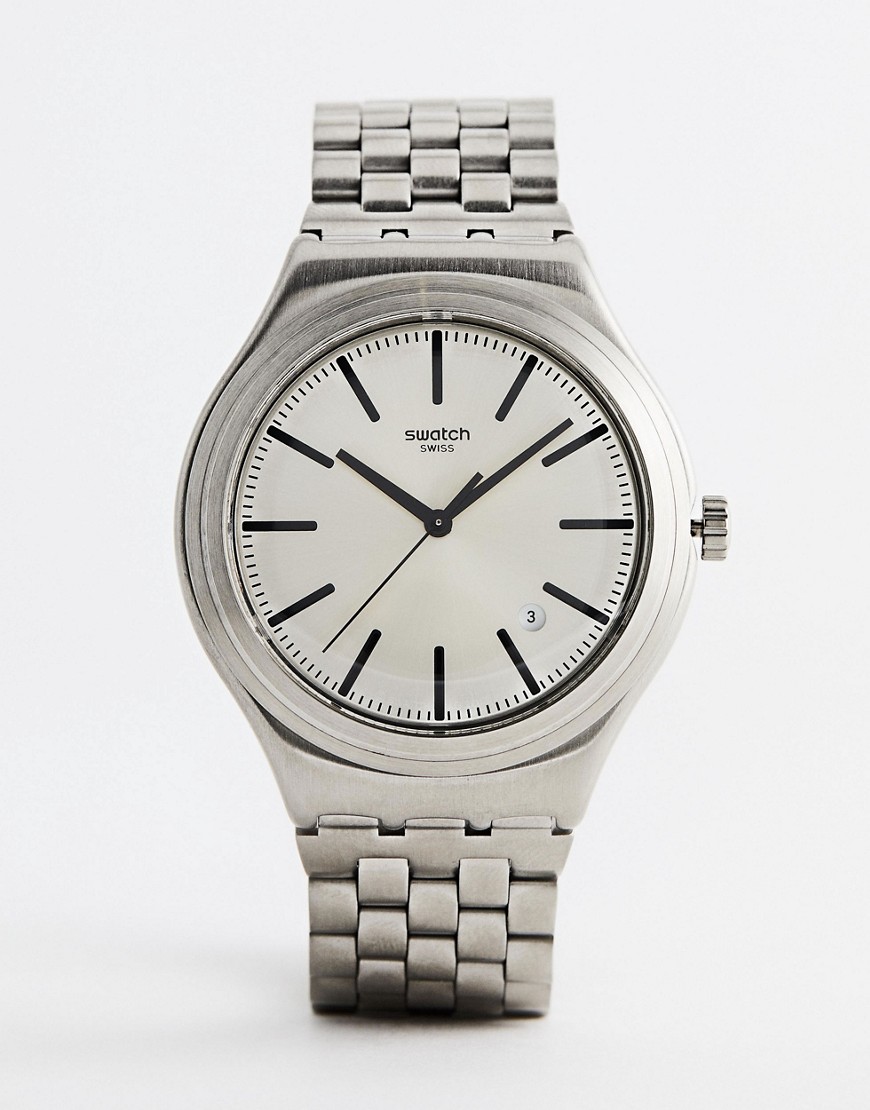 Swatch YWS429G Irony Bracelet Watch In Silver 43mm
