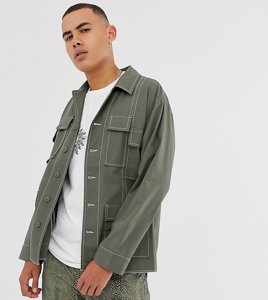 Reclaimed Vintage utility overshirt with spliced seam detail