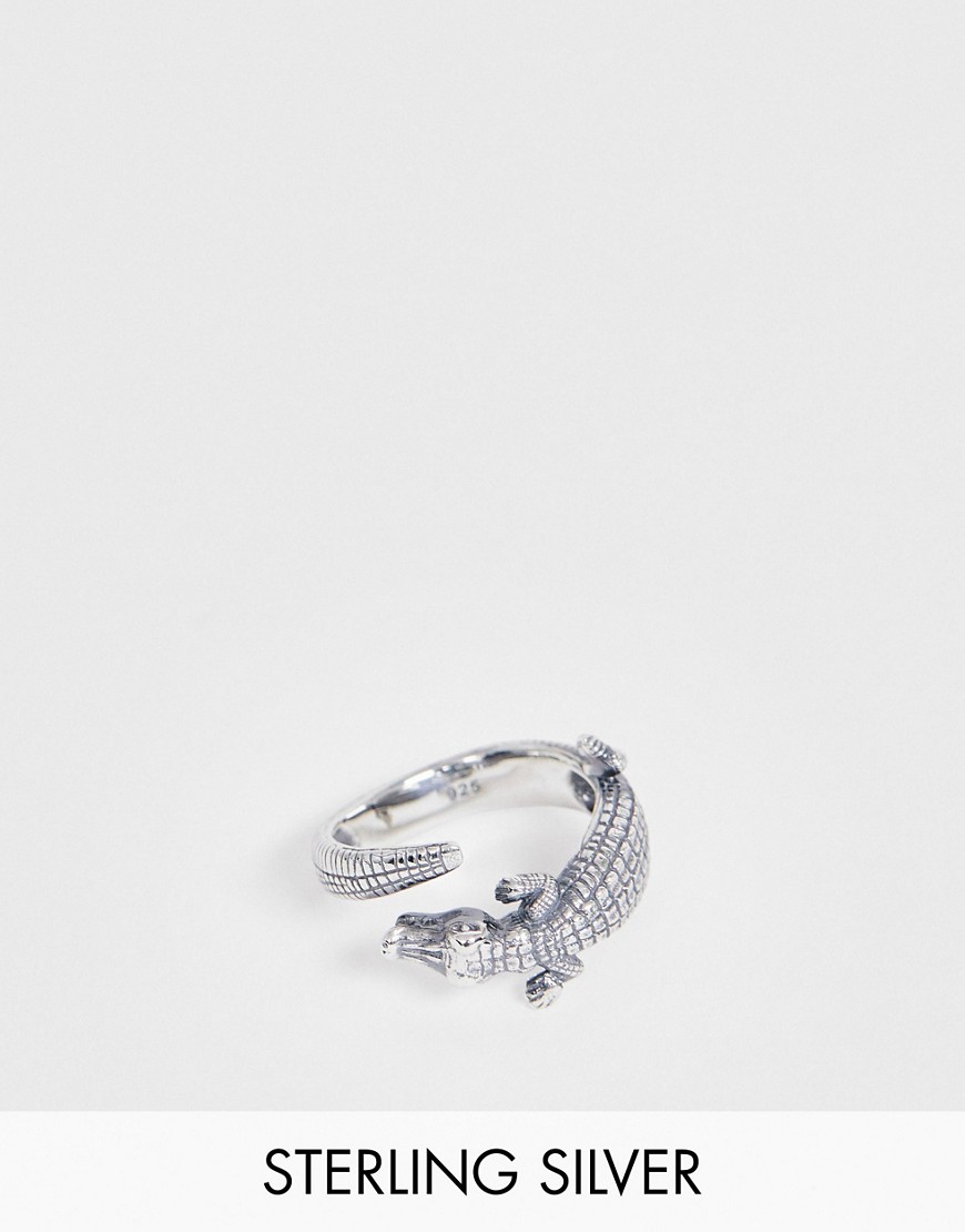 ASOS DESIGN STERLING SILVER RING WITH CROCODILE DESIGN IN SILVER,PX5587-3P(OX)