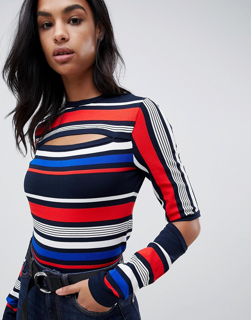 Tommy Hilfiger X Gigi Hadid Intarsia stripe sweatshirt with arm cut outs