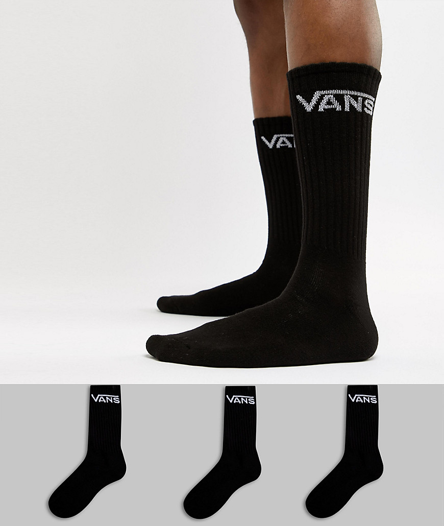 Vans Classic 3 pack socks in black vxseblk