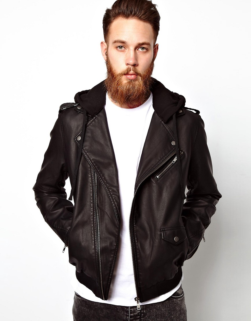 Trend: Monochrome, Grunge | Black leather biker jacket, Faux jacket ...