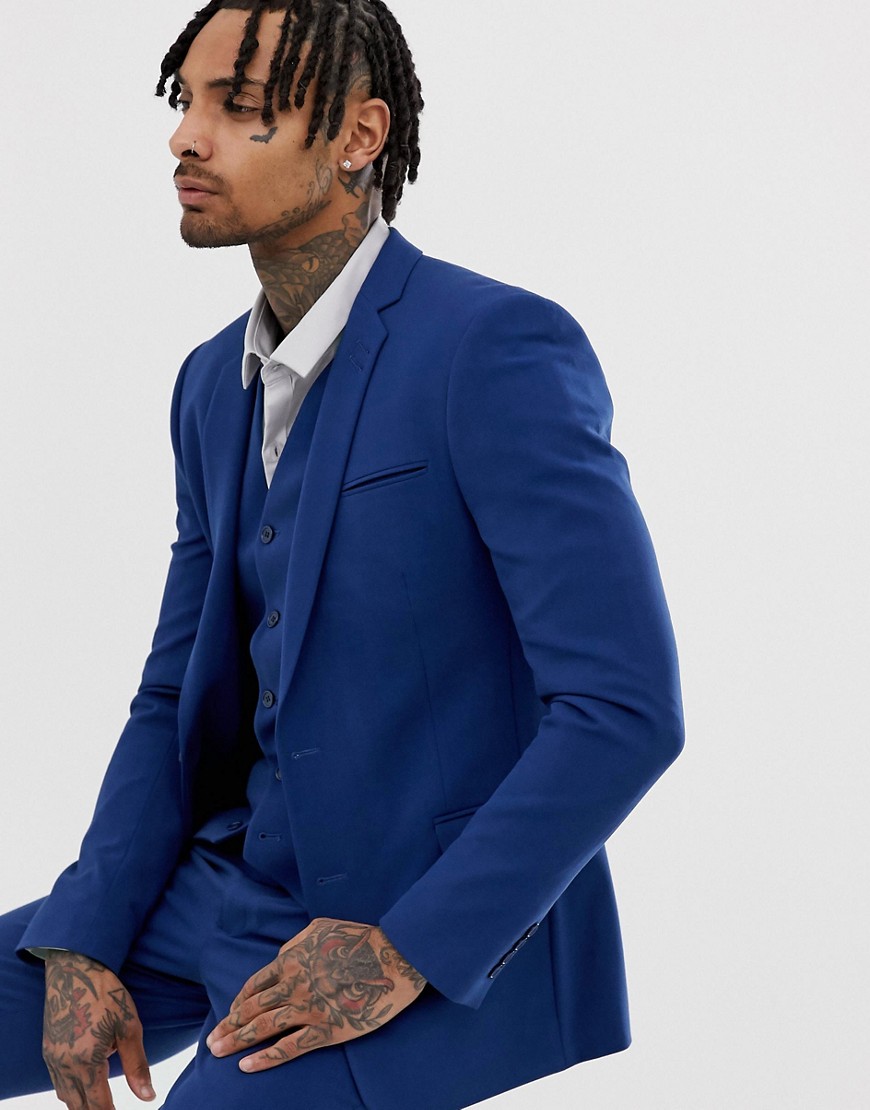 ASOS DESIGN super skinny suit jacket in bright blue