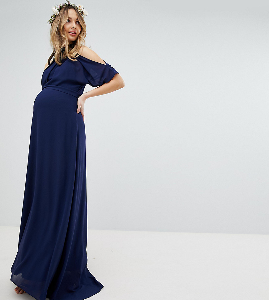 TFNC Maternity High Neck Maxi Bridesmaid Dress With Fishtail