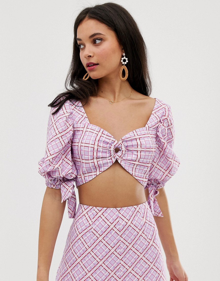 Finders Keepers nostalgia co-ord check crop top