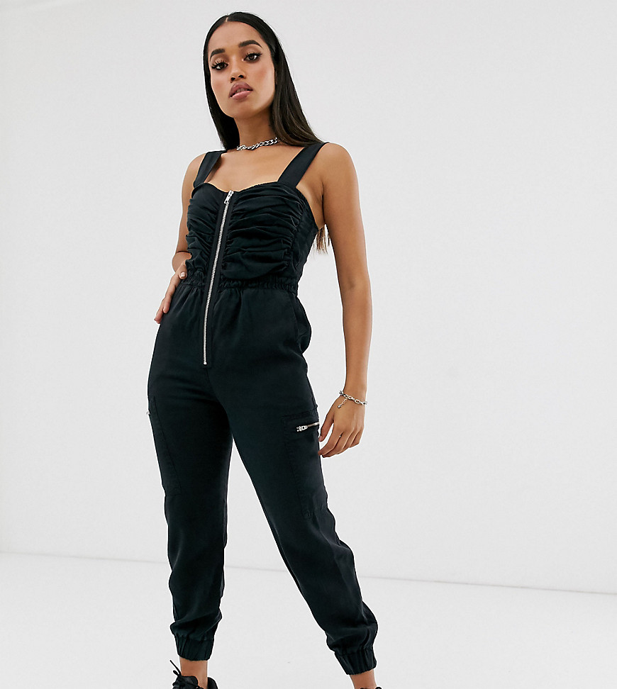 COLLUSION Petite utility ruched cuffed jumpsuit