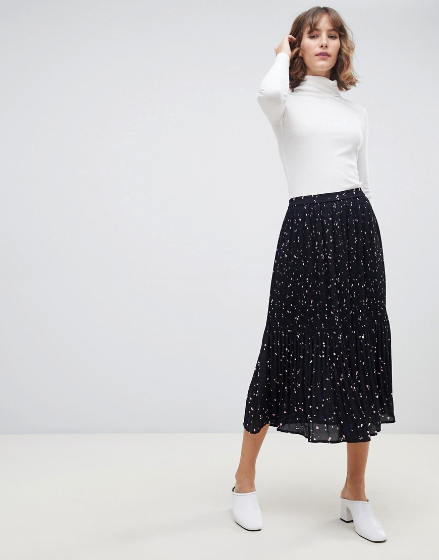 Selected femme pleated printed midi skirt