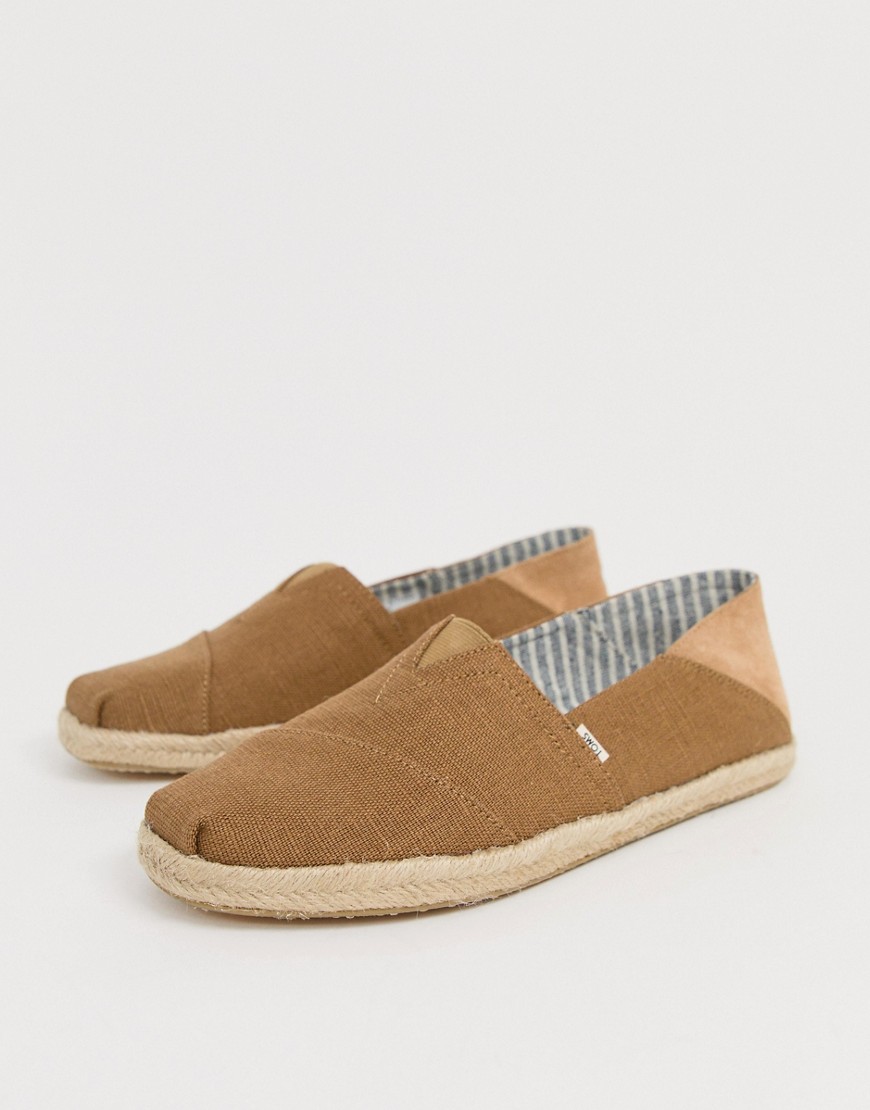 Toms Stamp Down Espadrilles In Mustard Canvas-yellow