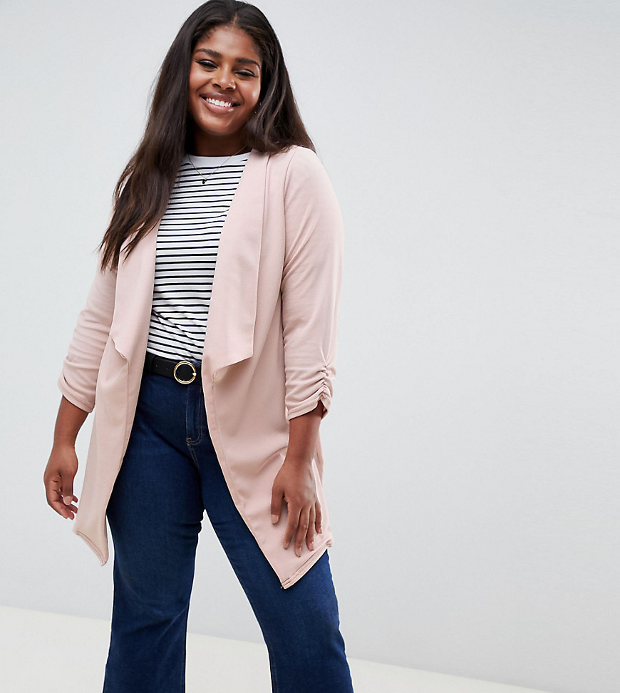New Look Curve waterfall blazer in pink