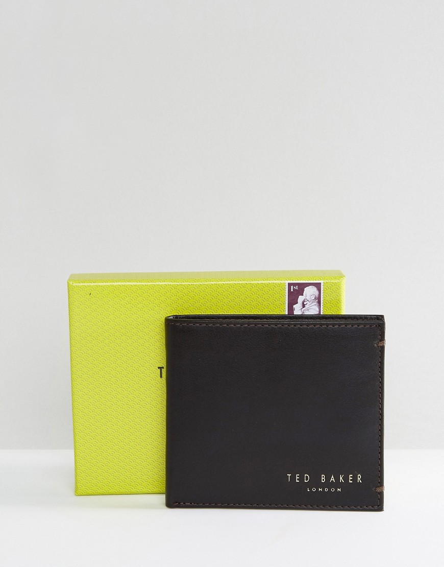 Ted Baker Harvys leather billfold coin wallet in brown