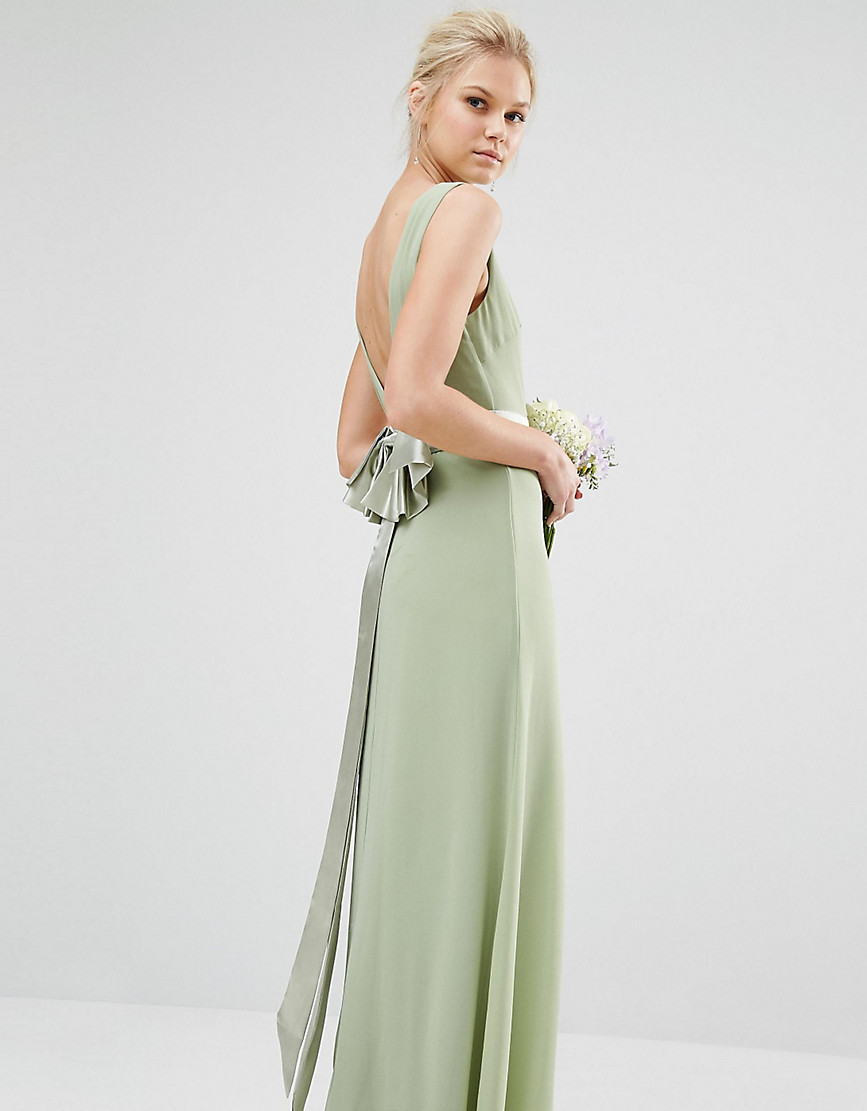 Свадебное платье макси с сатиновым бантом сзади TFNC Petite - Зеленый 